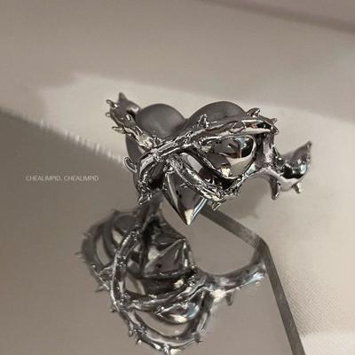 Imprisoned Heart Metal Thorns Love Ring Irregular European and American Niche Design Open Ring Couple Ring