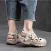 Johnature Leisure Thick Sole Round Toe Sandals Breathable Shallow Hook& Loop Casual Women's Shoes
