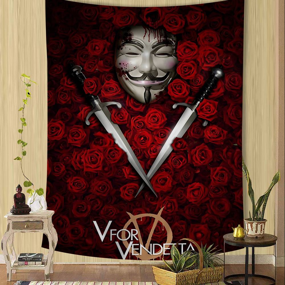 Horror Movie V For V-VendettaS Classic Anime Tapestry Hanging Tarot Hippie Wall Rugs Dorm Home Decor