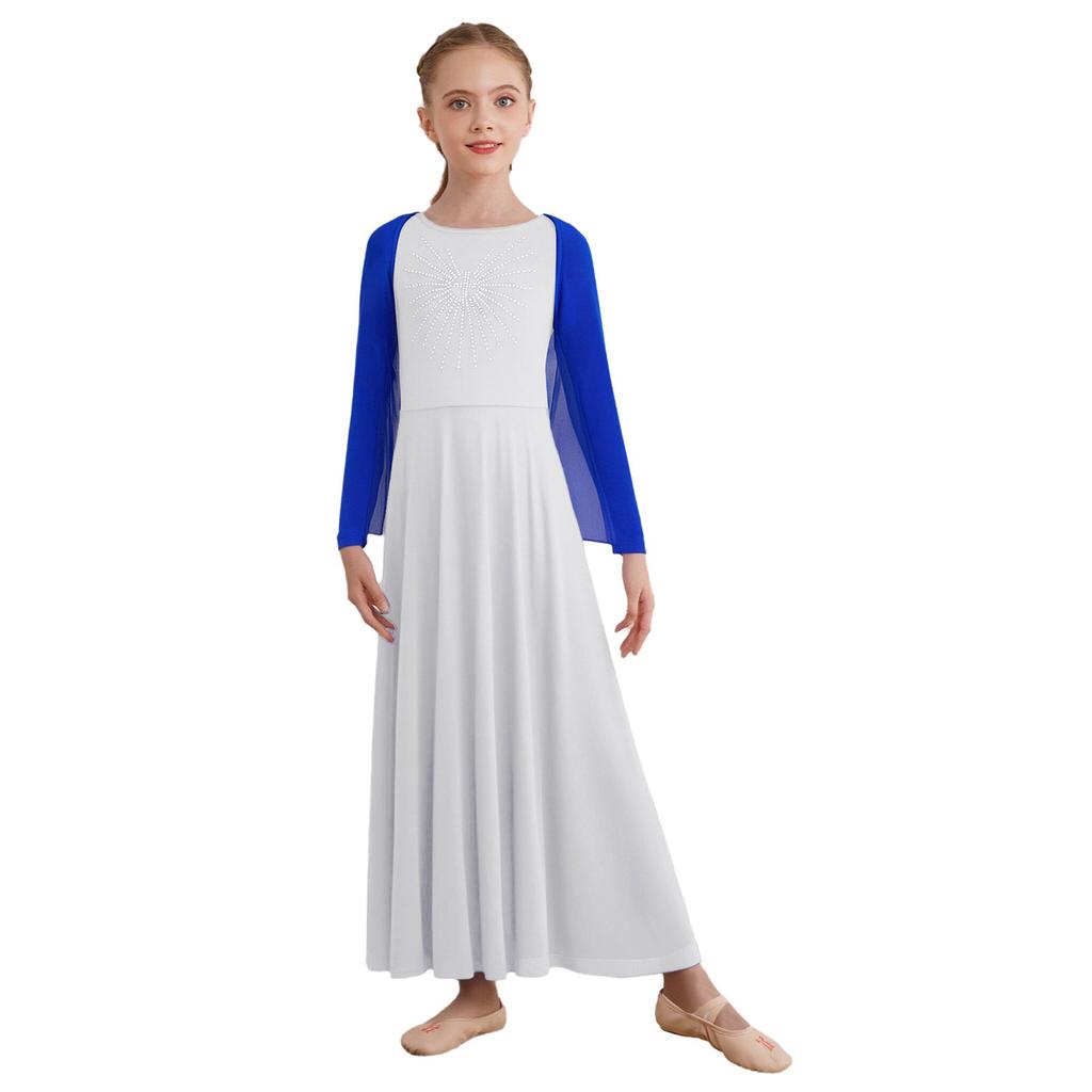 Girls Worship Performance Top Open Front Style Irregular Hem Angel Wing Shrug Competition Outfit