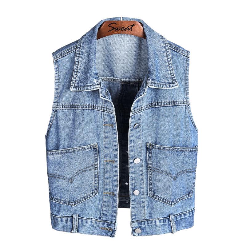Hooded Korean Style Denim Vest for Women - Versatile Plus Size Outerwear for Spring, Autumn, Winter