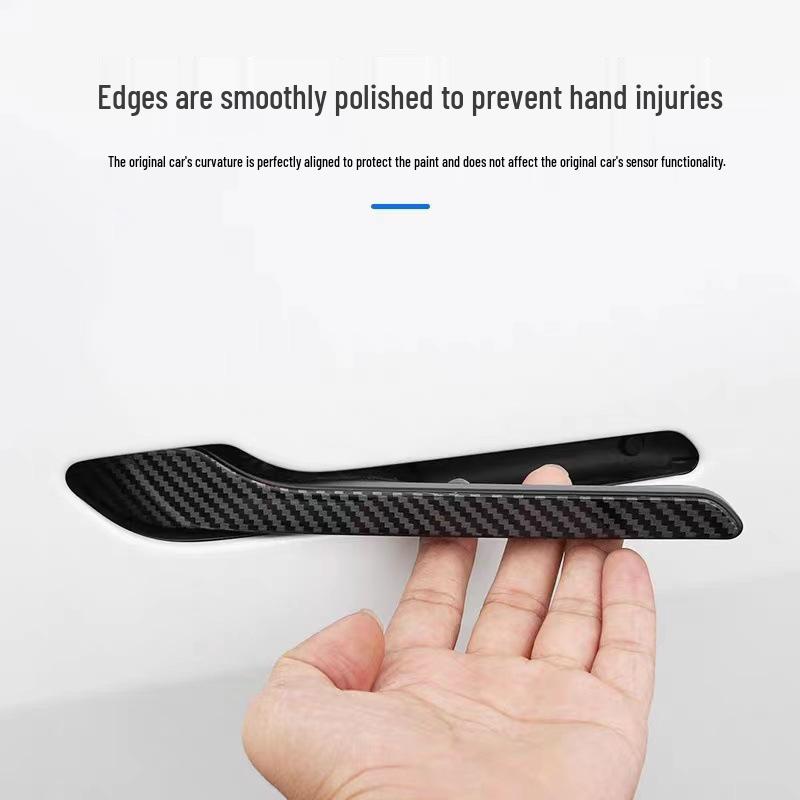 Carbon Fiber Door Handle Covers for Tesla Model Y & 3 - Black Mod Accessories