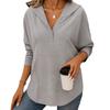 Women's Casual Fashion Long-sleeved Solid Color Hooded V-neck Top