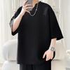 Summer Short Sleeved T-shirt Men Casual Pleated T Shirt Men Streetwear Hip-hop Loose Striped T Shirt Mens Top Large Size 5XL