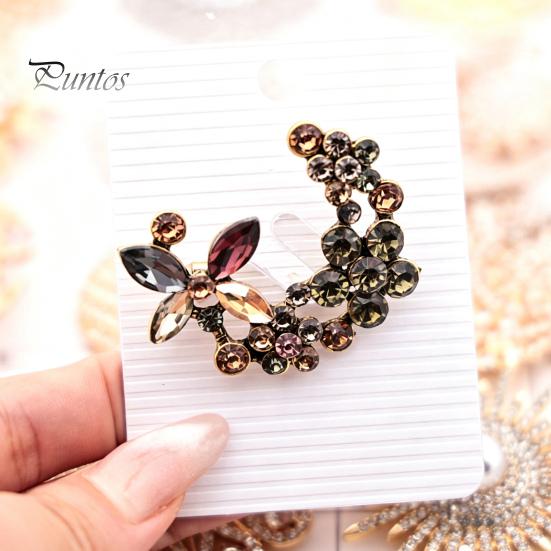Daily Wear Brooch Vintage Flower Pin, Floral Wreath Lapel Pin with Colorful Jewelry Rhinestones, Accessory for Clothing Dress Coat Bags Scarves Shirts