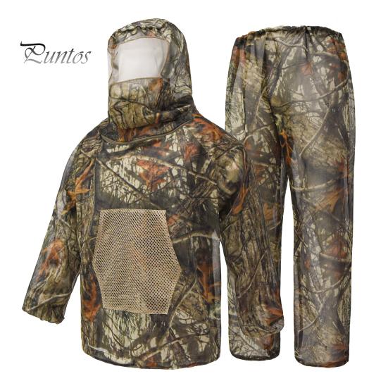 Camouflage Insektenanzug Mückenschutz für Herren Damen, Schutzkleidung Jacke und Hose, Garten Schädlingsschutz Kleidung mit Netzhaube Outdoor Camping Angeln Erwachsene