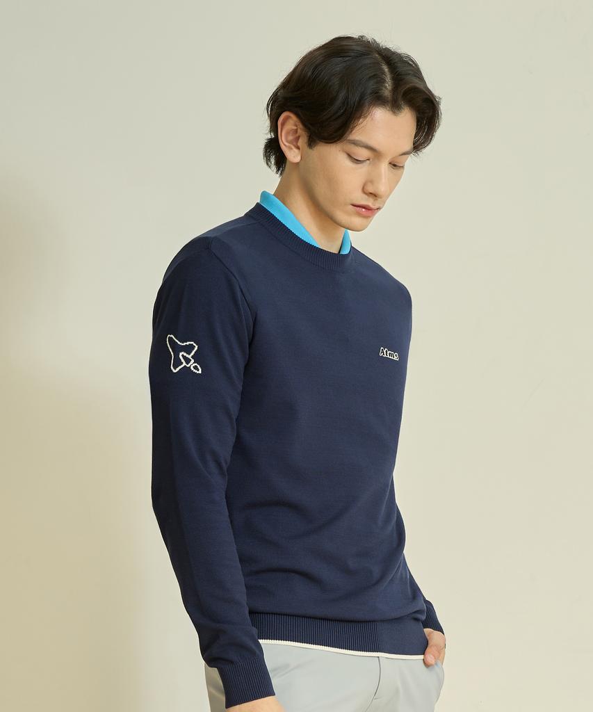 Antomas Spaceship Round Neck Knit Men'S - Navy