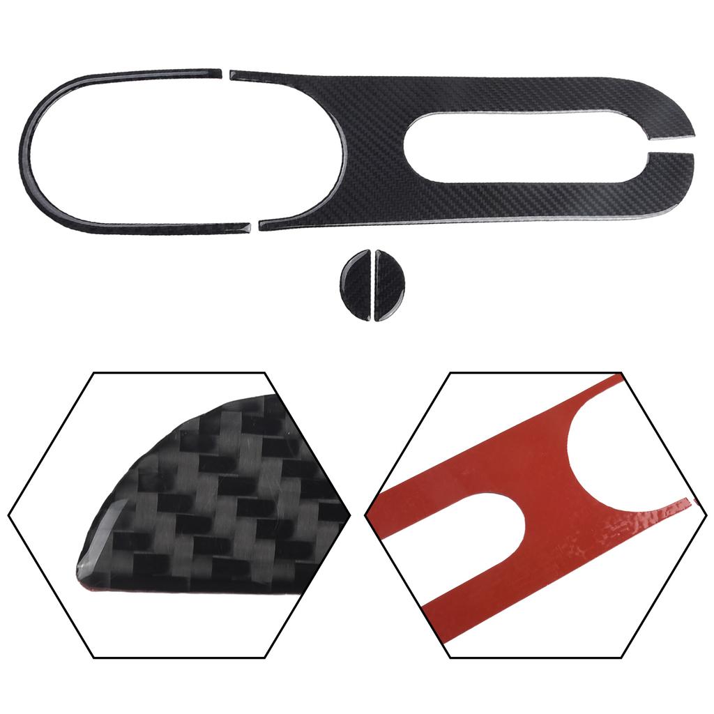 3Pcs Carbon Fiber Rear Water Cup Holder Panel Trim Cover For Fiat 500 2012-15 Car Interior Mouldings