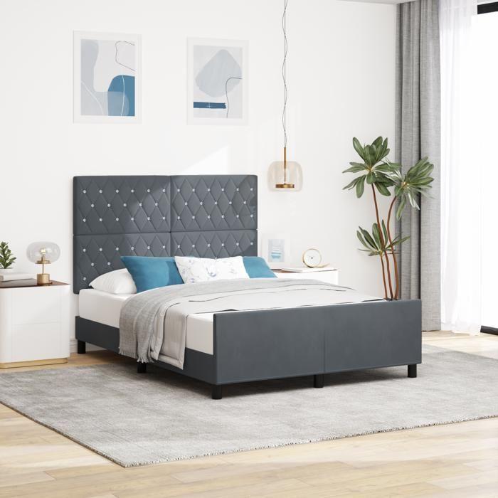 vidaXL Bed Frames Dark Grey 140x200 Cm Velvet 3344880