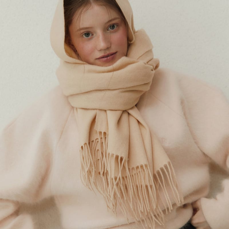 TATIANA Maxi Lambskin Wool Scarf MF8011 Milk BUTTER