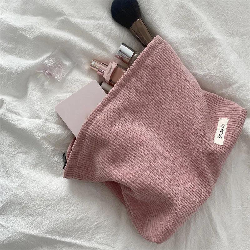Organizzatore Pochette Trucco in Velluto a Coste Stampa Fiori Retrò Borsa Cosmetica Lavaggio Donna Viaggio Pochette Trucco Bellezza Toilette Custodie Portaoggetti