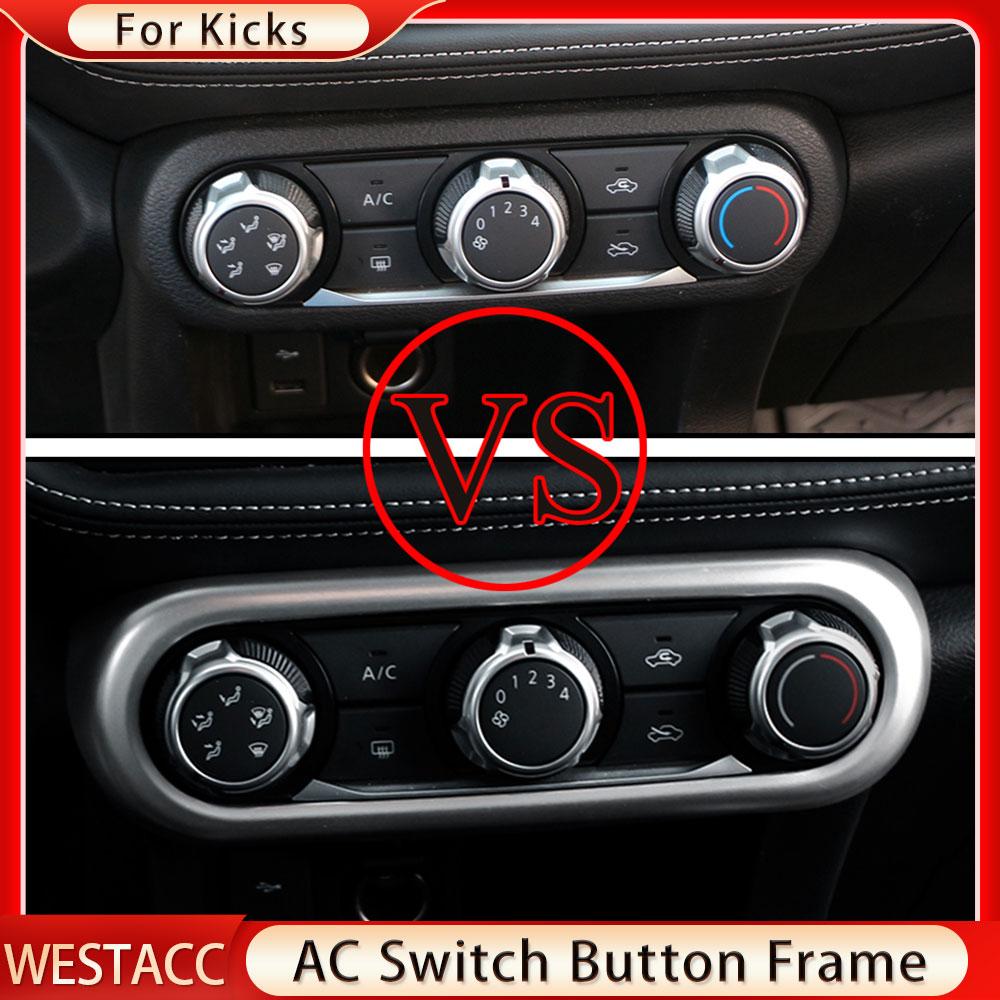 ABS cromat central aer condiționat AC comutator buton panou cadru ornamente autocolant pentru Nissan Kicks 2017 - 