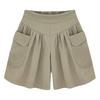 Women Shorts Elastic High Waist Wide Leg Casual Short Pants with Pockets Solid Color Loose Fit Casual