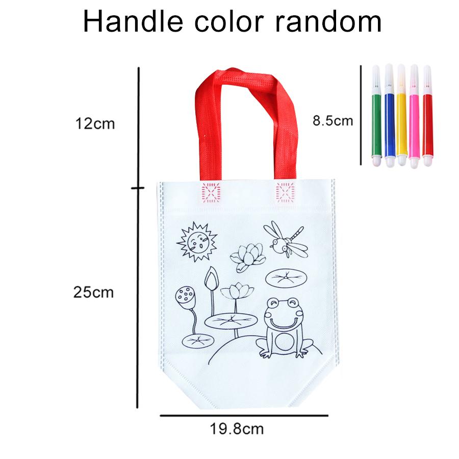 1PC DIY Graffiti Non-woven Bag with Coloring Marker Carnival Animal Art Party Goodie Bag for Kids Eco Reusable Mini Shopping Bag