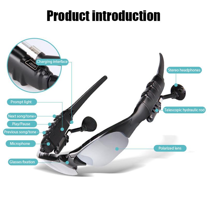 Bluetooth 5.0 Headset Glasses Smart Wireless Earphone Waterproof Noise Reduction Earbud Outdoor Headphone with Mic