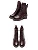 Shanghai Jie Zhou Herbstliche Stiefeletten mit runder Zehenpartie, Blockabsatz, aus Rindsleder, modische Martin Boots mit seitlichem Reißverschluss – Mittelhohe Stiefeletten