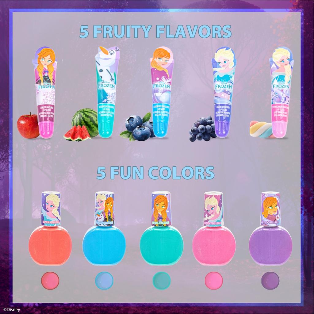 TownleyGirl Frozen 2 Disney Princess Frozen 2 Washable Luxury Makeup Set: Nail Polish, Nail Stickers, and Lip Gloss [Parallel Import]