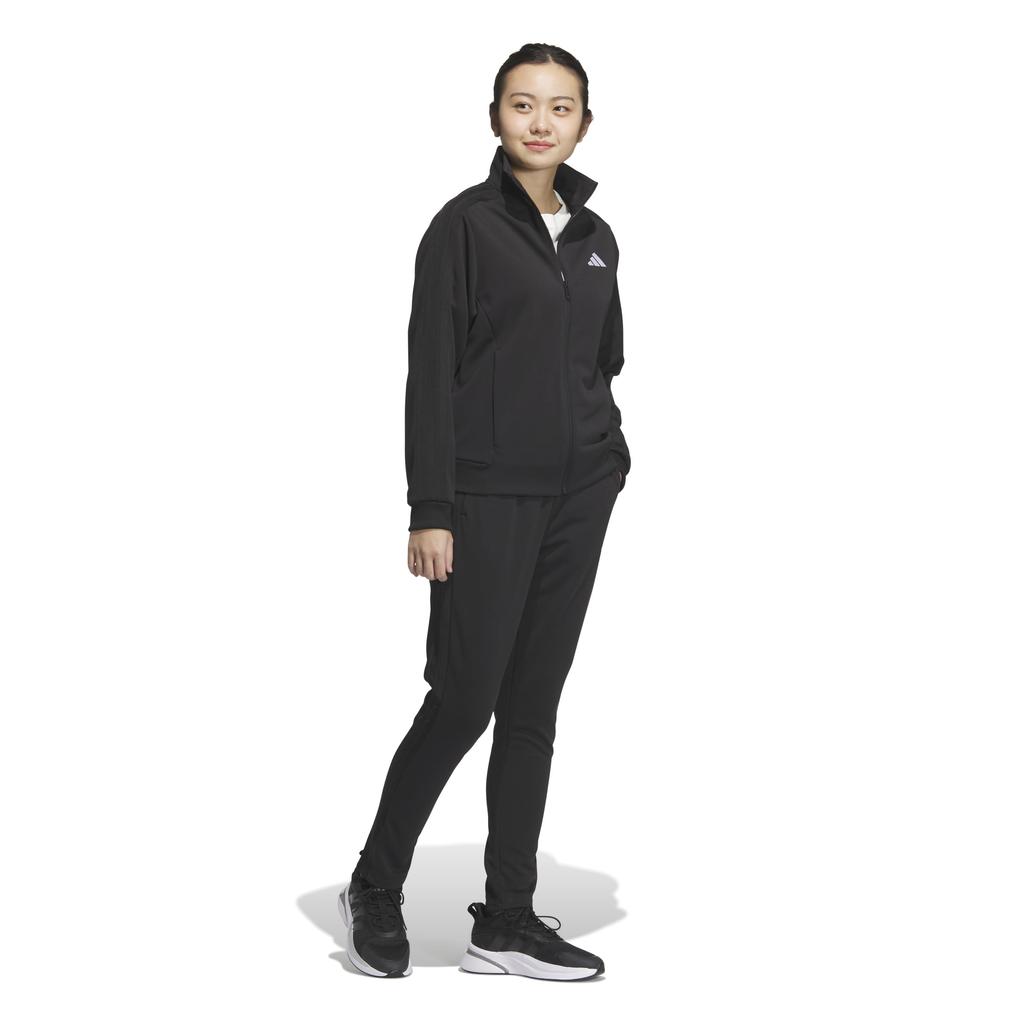 Adidas JVP35 Loose Fit Double Knit Track Women's 3-Stripes Top, Black/Black (JW9788)