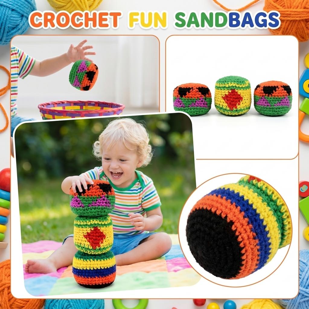 3pcs Kids Bean Bags Soft Fabric Filled Toss Game Set Durable and Lightweight for Indoor Outdoor Play and Skill Development