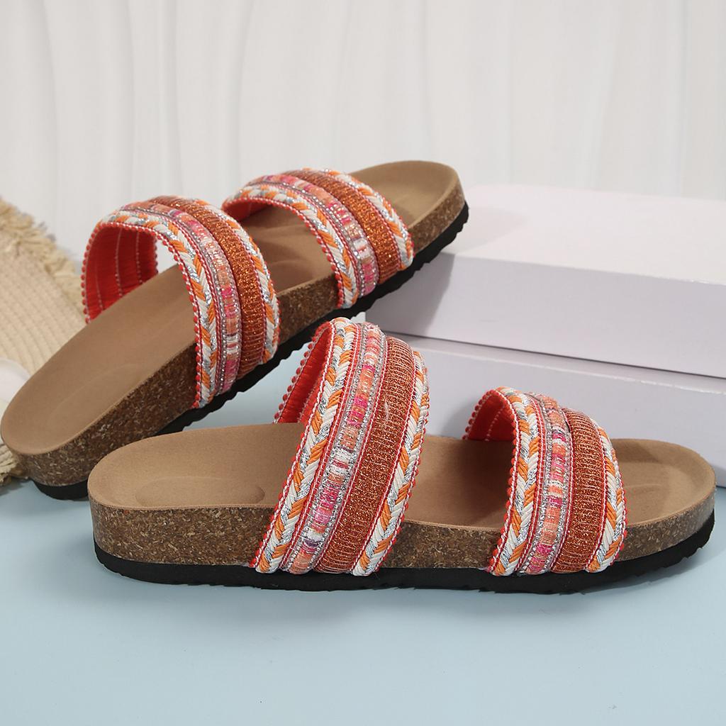22 summer new thick-soled flat-heeled shoes fish mouth woven hemp rope thick-soled comfortable muffin slippers