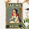 Funny Baking Tin Sign Vintage Kitchen Wall Art 8x12 Inches Home Bar Decor Metal