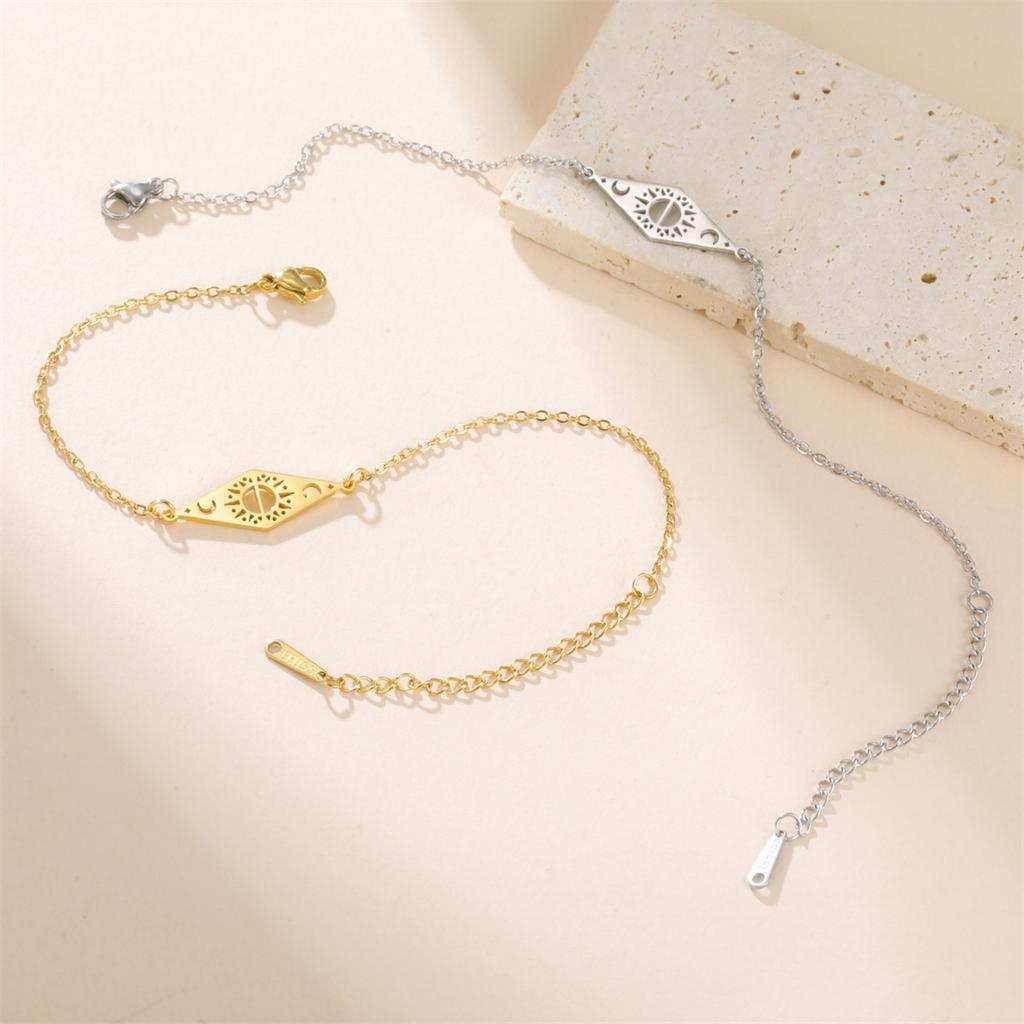  Hollow Sun Moon Bracelet Stainless Steel Fashion Rhombus Geometric Bracelets for Women Men Party Jewelry Gift
