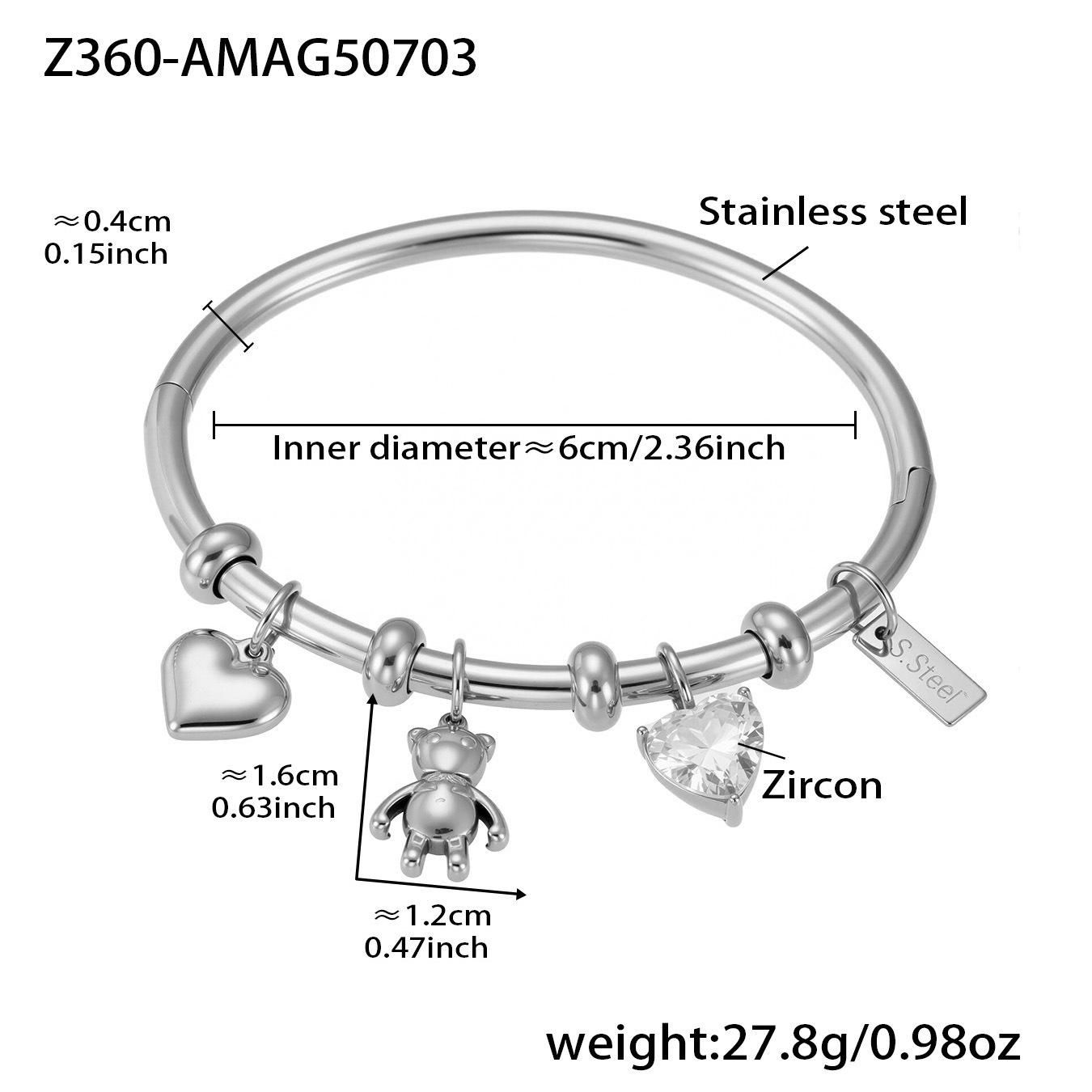 Qiong Yao 18k Gold-Plated Heart & Diamond Elephant Bear Multi-Accessory Clasp Bracelet
