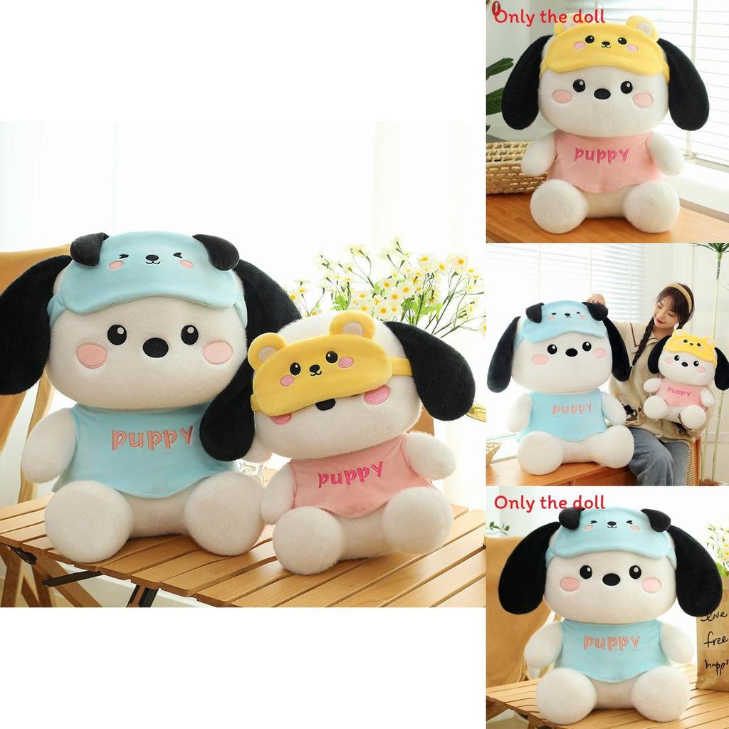Plush Pochacco Dog Doll With Pink Eye Mask Large Gift For Kids And Collectors