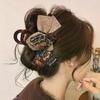 Retro Autumn And Winter Wool-blend Color-block Double Bow Hair Clip For Women Girls Large Shark Clip Hair Accessories