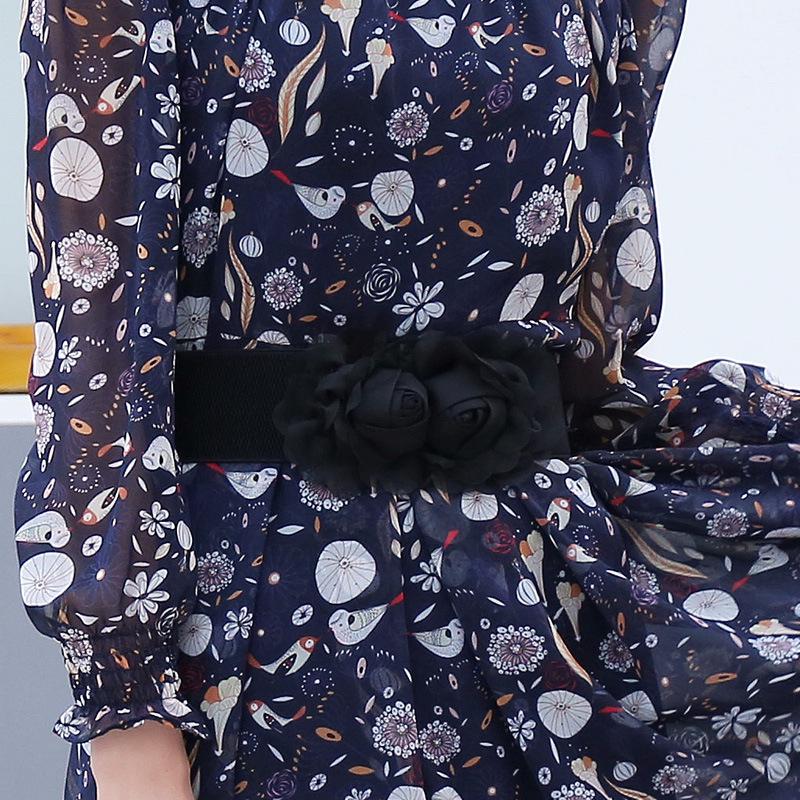 Women's Versatile Double Flower Elastic Waist Belt – Korean Fashion Accessory