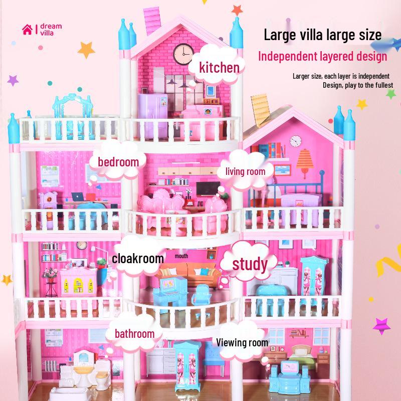 DIY Princess Dollhouse - Children's Pretend Play Castle Villa Set
