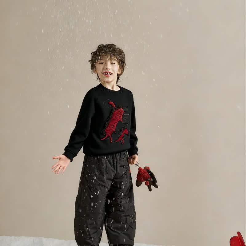 Xiao Rizhe Kids Casual Thick Animal Print Pullover 150cm