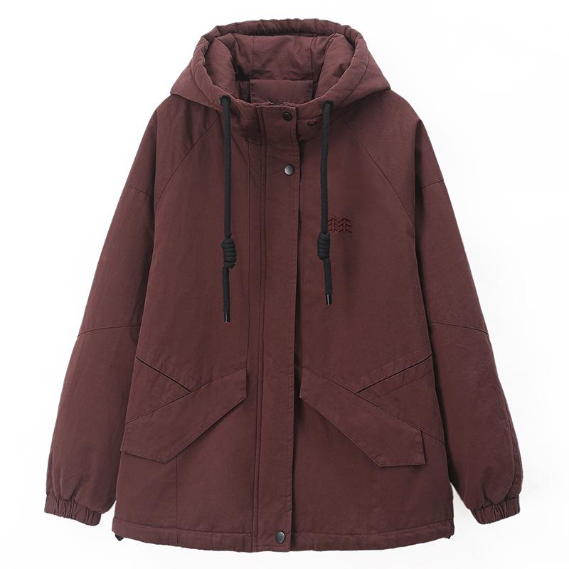Women's Fleece-Lined Hooded Parka - New Winter Style, Warm & Casual for Middle-Aged Moms