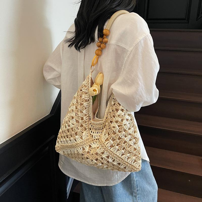 Large Capacity Hollow Bag Women's Summer New Shoulder Woven Straw Bag Seaside Vacation Beach Bag