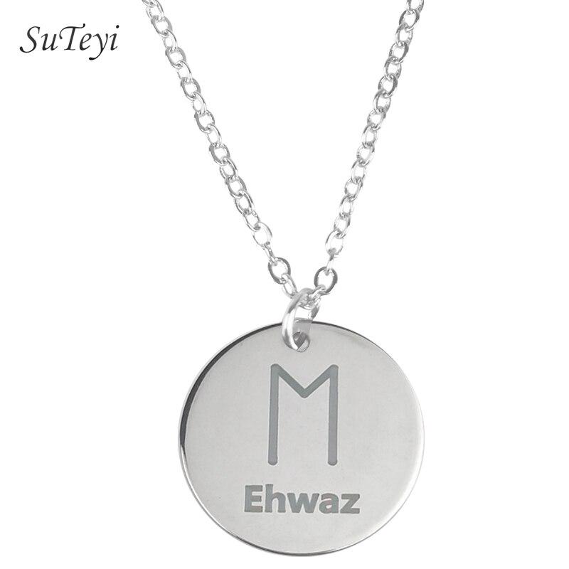 New Style 25 Style Rune Letters Viking Necklaces & Pendants Stainless Steel Material Statement Necklace Women Jewelry