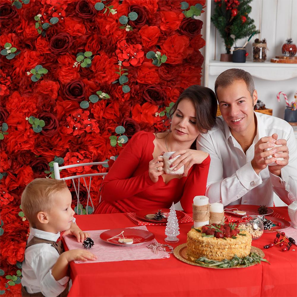 3D-Blumen-Wandpaneel, 39,9 x 39,9 cm, künstlicher Blumen-Wandhintergrund, Seidenrosenmatte für Zuhause, Party, Hochzeit, Hintergrunddekoration