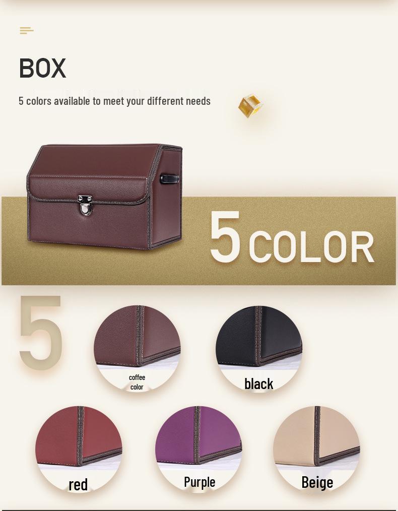 Leather Car Trunk Storage Box with Logo - Multifunctional Folding Organizer