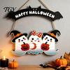 Festive Party Props Happy Halloween Ghost Door Sign, Wooden Three Wall Plaque Hanger, Front Hanging Supplies Decorative Sign