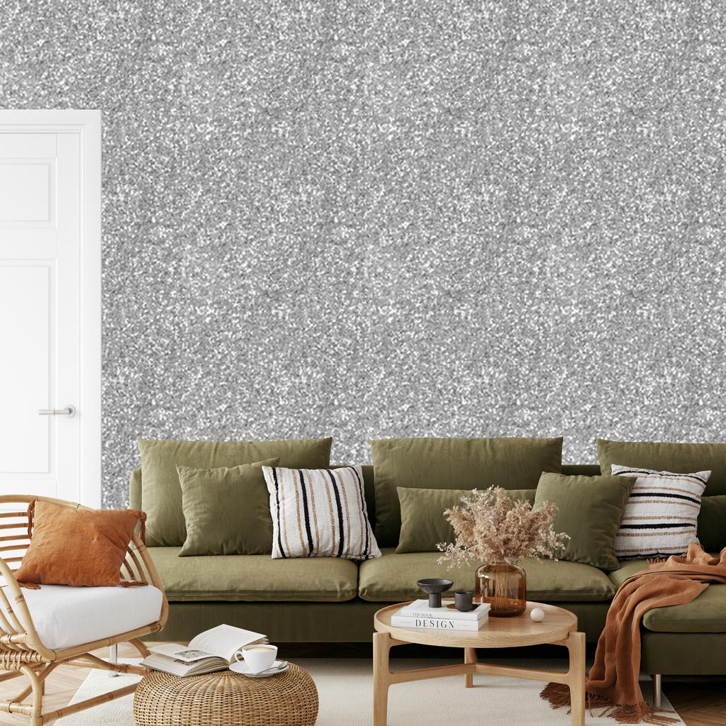 Glitzer-Tapete Grau und Hellgrau für Wohnzimmer und Schlafzimmer 50x1000