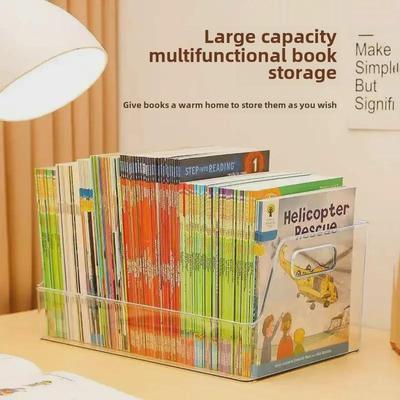 Thick Transparent Book Storage Box - Desktop Organizer for Picture Books and Sundries