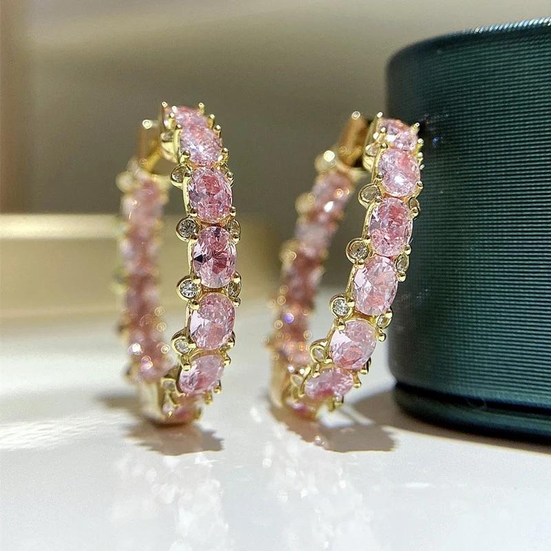 

CAOSHI Gorgeous Bright Zirconia Crystal Hoop Earrings Women Fashion Luxury Party Accessories Trendy Gold Color Jewelry for Party