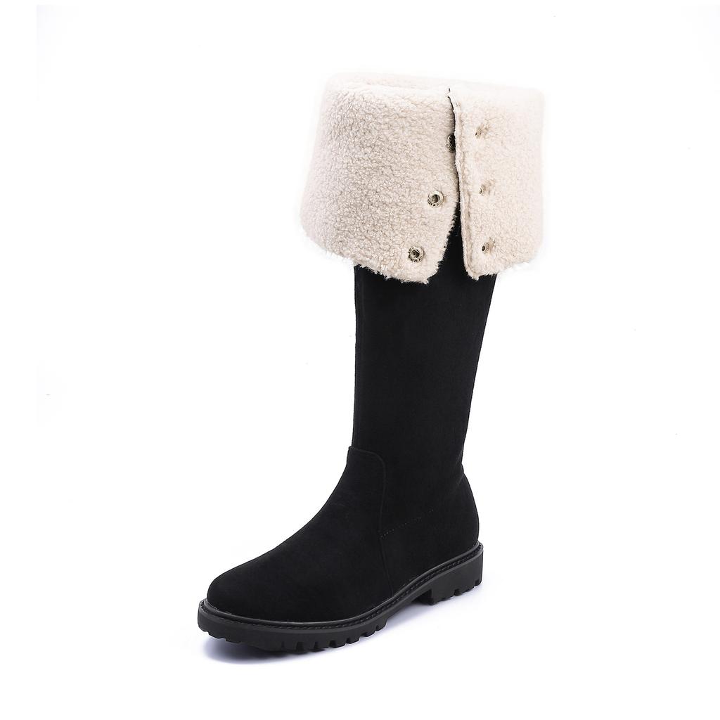 Grape mother winter new long snow boots knee thick velvet warm boots 2025 Korean version comfortable thick-soled heightening boots