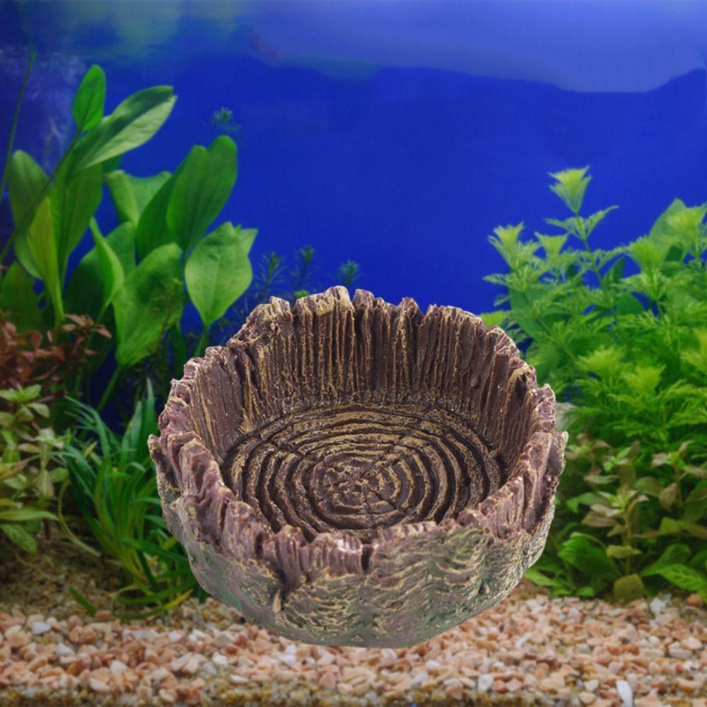 Simulated Tree Stump Pet Drinking Water Tray Resin Pets Feeding Plate Horned Frog