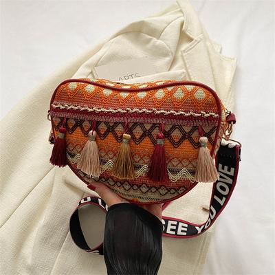 Borsa da Donna a Forma di Cuore Borsa a Tracolla Frangiata Double-face Tracolla Larga Borsa a Spalla Singola da Donna