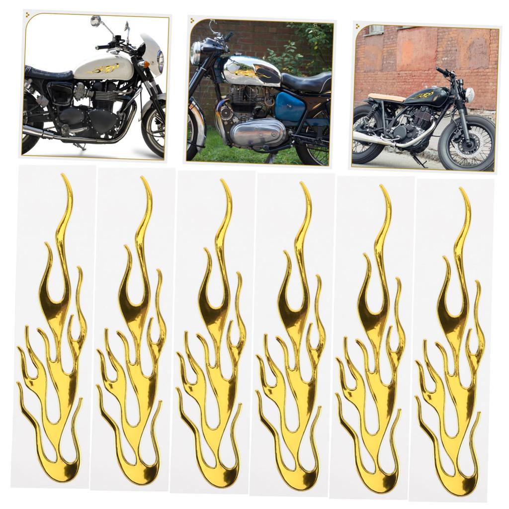 Healifty 1 Set Motorcycle Sticker Motorcycle Decal 3d Decal 3d Sticker Chimney Bracket Chimney Accessories Flame Sticker Yellow PVC 10pcs