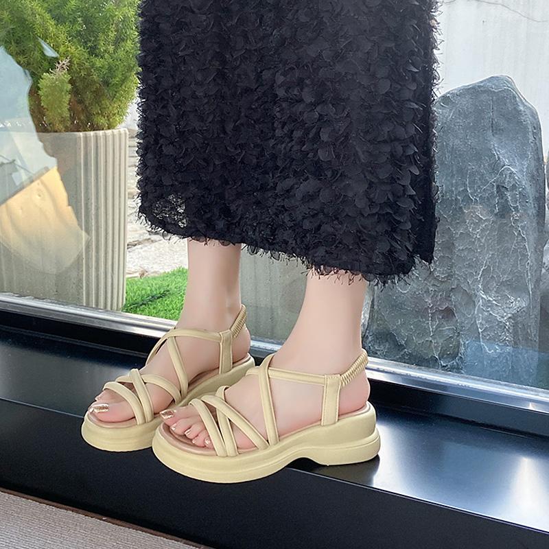 Fashion CRLAYDK Classic Women's Sandals Elastic Band Comfort Platform Ladies Straps Shoes Summer Beach Walking Casual Dressy Slippers
