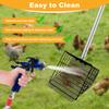 Metal Chicken Poop Scooper and Rake 2 In 1 with Adjustable Stainless Steel Handle Litter Screening Scoop for Pet Waste Cleaning