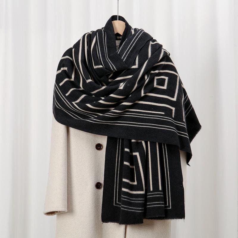 Labyrinth 70 New Autumn and Winter Skin-friendly and Warm Imitation Cashmere Printed Scarf Geometric Versatile Shawl