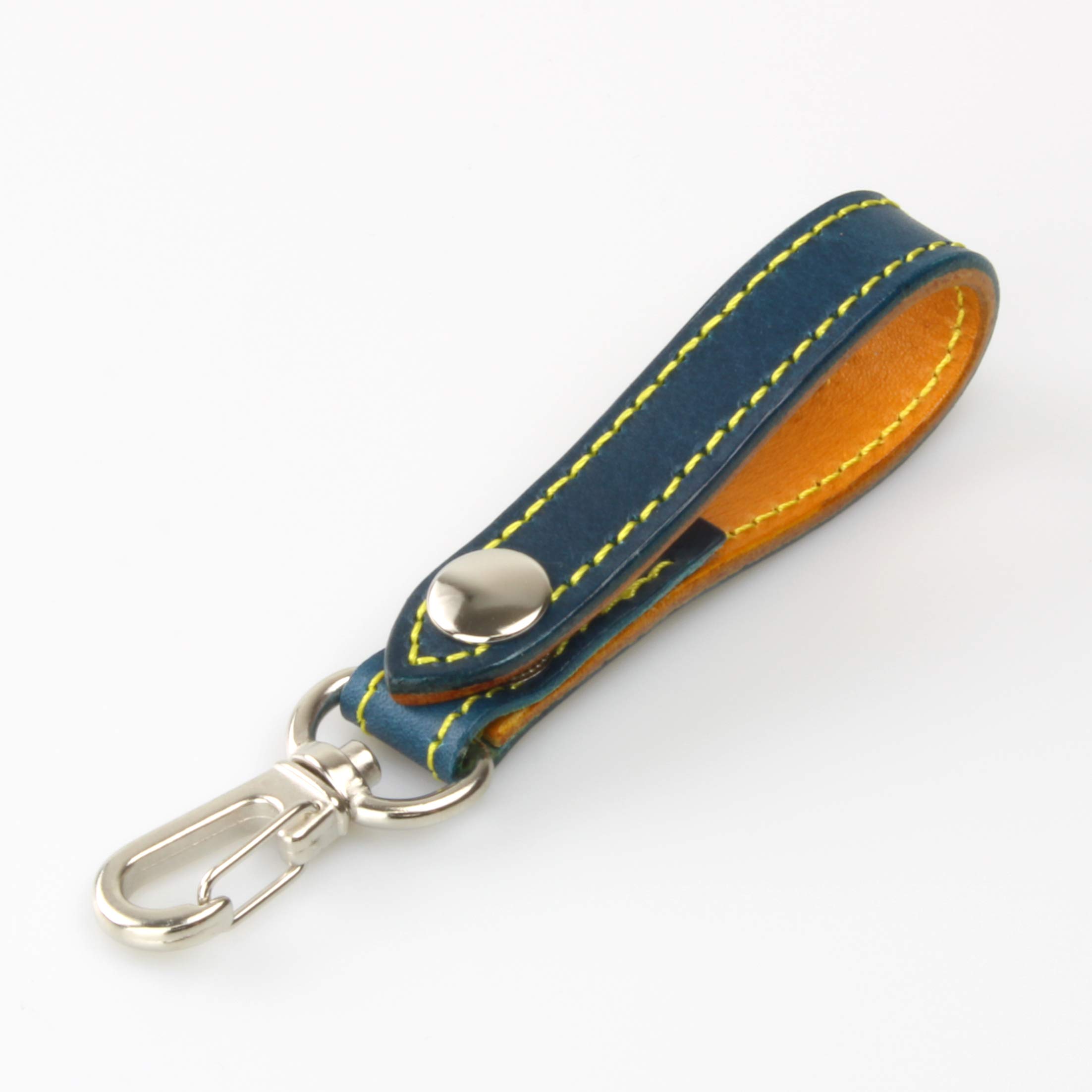 

[Kakuchaya] Belt Strap for Smart Key Case Leather Car Bike (Leather (Two Tone): Blue/Yellow Thread: Yellow)