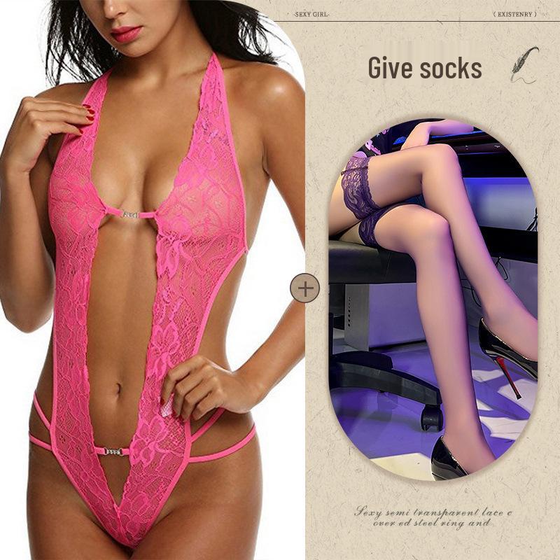 European & American Alluring See-Through Backless Lace-Up Shaping Lingerie